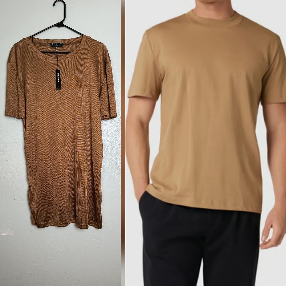 Pronti Collection By Phita Men's Crew Neck Shirt  XXL Tall Brown